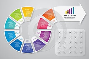 10 steps of arrow infografics template. for your presentation.