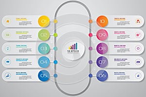 10 steps infographics element chart for presentation. EPS 10.