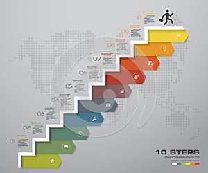 10 steps process infographics element for presentation.