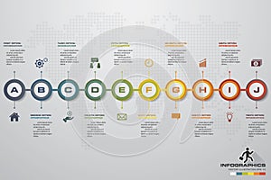 10 steps process. Simple&Editable abstract design element. Vector.