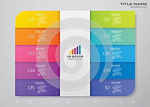 10 steps simple&editable process chart infographics element.