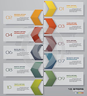 10 steps Timeline arrow infographic element. EPS 10.