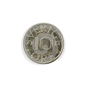 10 swedish oere coin 1983 obverse isolated on white background