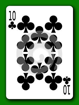 10 Ten of Clubs playing card with clipping path to remove background and shadow 3d illustration