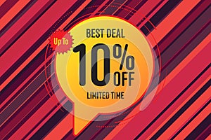 10 ten Percent off sale shopping banner. office party