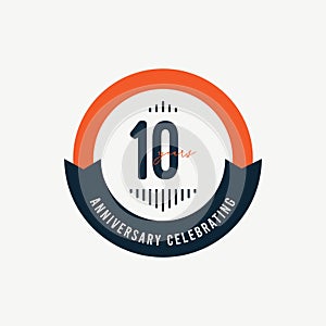 10 Th Anniversary Celebrations Retro Orange Vector Template Design Illustration