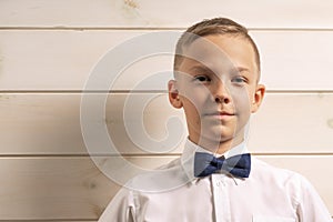 A 10-year-old boy prepares for school after a long summer break. Back to school. Children& x27;s portrait