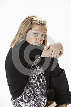 10 Year Old Girl on Stool