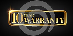 10 year warranty logo with golden banner
