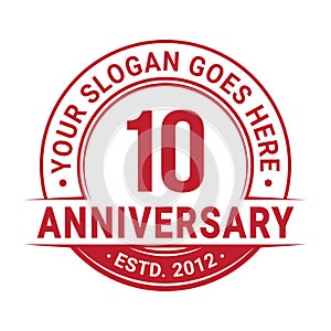 10 years anniversary. Anniversary logo design. Vector and illustration.