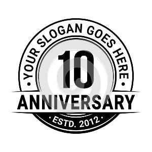 10 years anniversary. Anniversary logo design. Vector and illustration.