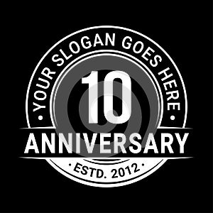 10 years anniversary. Anniversary logo design. Vector and illustration.
