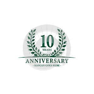 10 years anniversary. Anniversary logo design. Vector and illustration.