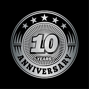 10 years anniversary celebration. 10th anniversary logo design. Ten years logo.