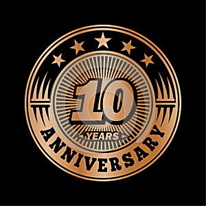 10 years anniversary celebration. 10th anniversary logo design. Ten years logo.