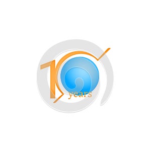 10 Years Anniversary Celebration Circle Orange Vector Template Design Illustration