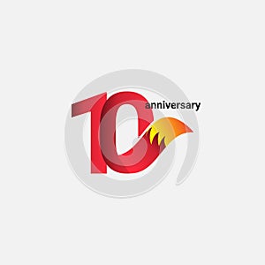 10 Years Anniversary Celebration Fox Model Vector Template Design Illustration