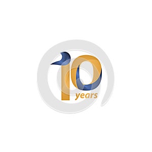 10 Years Anniversary Celebration Gold Elegant Vector Template Design Illustration