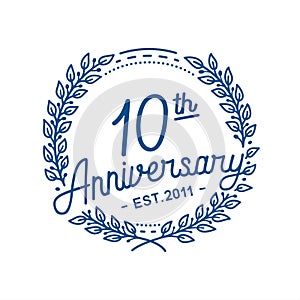 10 years anniversary celebration with laurel wreath. 10th anniversary logo.