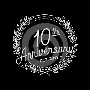 10 years anniversary celebration with laurel wreath. 10th anniversary logo.