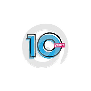 10 Years Anniversary Celebration Line Vector Template Design Illustration