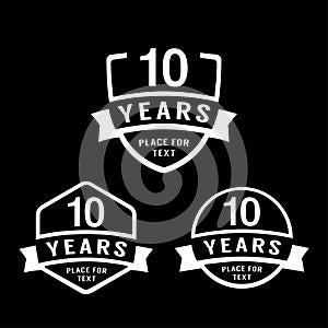10 years anniversary celebration logotype. 10th anniversary logo collection. Vector illustration.