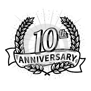 10 years anniversary celebration logotype. 10th anniversary logo. Vector and illustration.