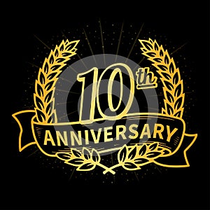 10 years anniversary celebration logotype. 10th anniversary logo. Vector and illustration.