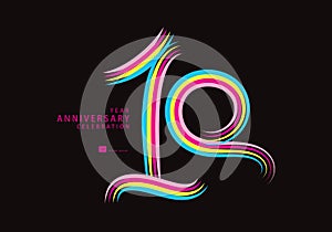 10 years anniversary celebration logotype colorful line vector, 10th birthday logo, 10 number, Banner template, sign vector design