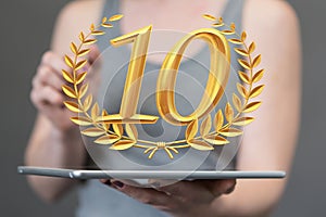 A 10 years anniversary celebration logotype with elegant celebration