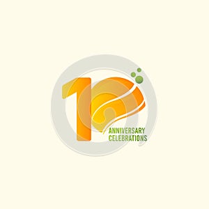 10 Years Anniversary Celebration, Orange Vector Template Design Illustration