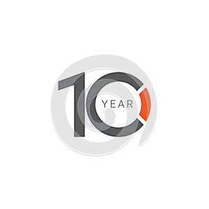 10 Years Anniversary Celebration Orange Vector Template Design Illustration