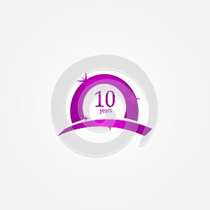 10 Years Anniversary Celebration Purple Vector Template Design Illustration