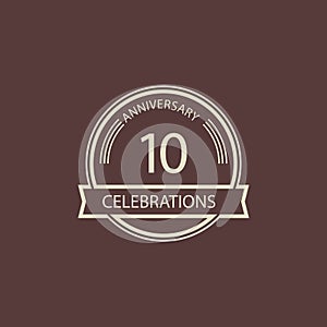 10 Years Anniversary Celebration Retro Vector Template Design Illustration