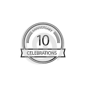 10 Years Anniversary Celebration Retro Vector Template Design Illustration