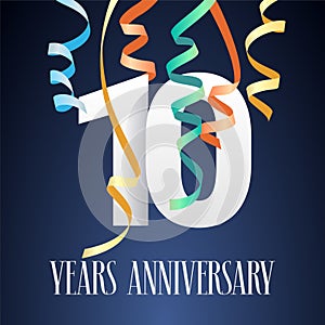 10 years anniversary celebration vector icon, logo