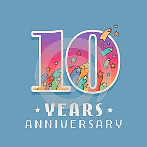 10 years anniversary celebration vector icon, logo