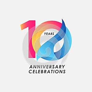 10 Years Anniversary Celebrations Gradient Vector Template Design Illustration