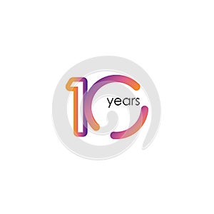 10 Years Anniversary Color full elegant Celebration Vector Template Design Illustration