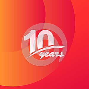 10 Years Anniversary Color full line elegant Celebration Vector Template Design Illustration