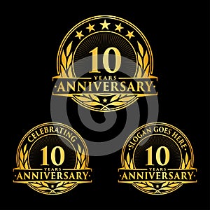 10 years anniversary design template. Anniversary vector and illustration. Ten years logo.