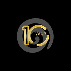 10 Years Anniversary elegant Gold Celebration Vector Template Design Illustration