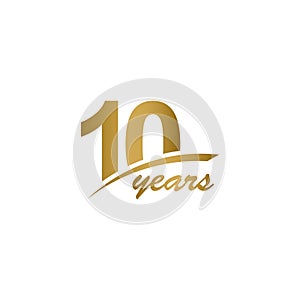 10 Years Anniversary elegant Gold Line Celebration Vector Template Design Illustration
