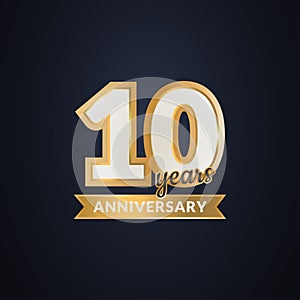 10 years anniversary gold elegant concept background vector Illustration