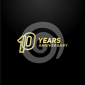 10 Years Anniversary Gold Line Number Vector Design
