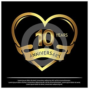 10 years anniversary golden. anniversary template design for web, game ,Creative poster, booklet, leaflet, flyer, magazine, invita
