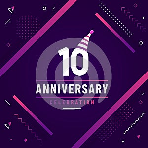 10 years anniversary greetings card, 10 anniversary celebration background free colorful vector