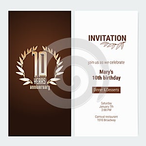 10 years anniversary invitation to celebrate the event vector illustration