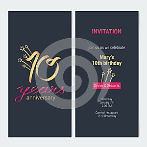 10 years anniversary invitation vector