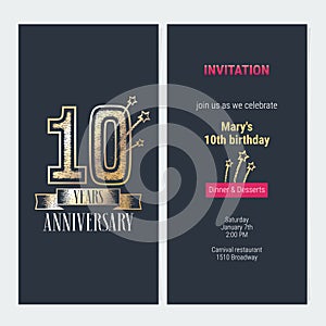 10 years anniversary invitation vector